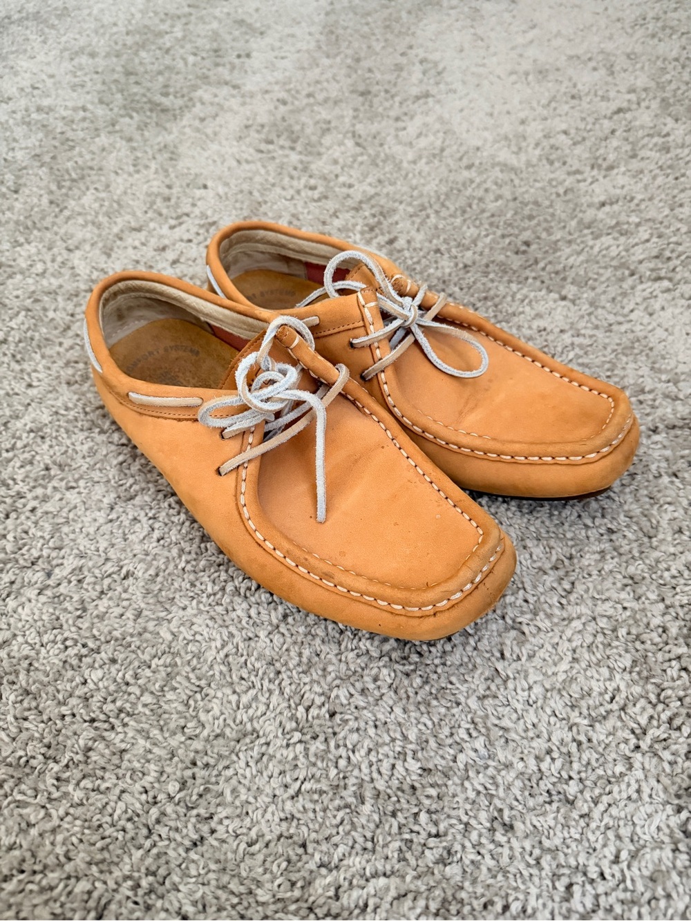 Sperry Orange-Tan Leather Moc Toe Boat Shoes